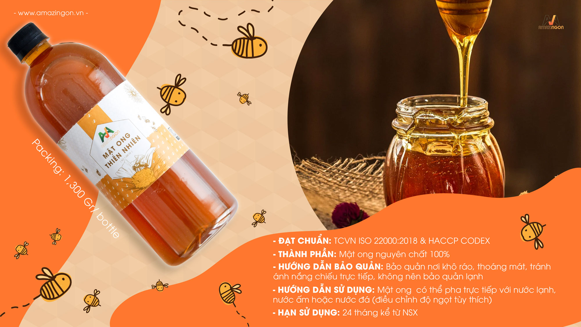 mật ong thiên nhiên nguyên chất Amazingon
